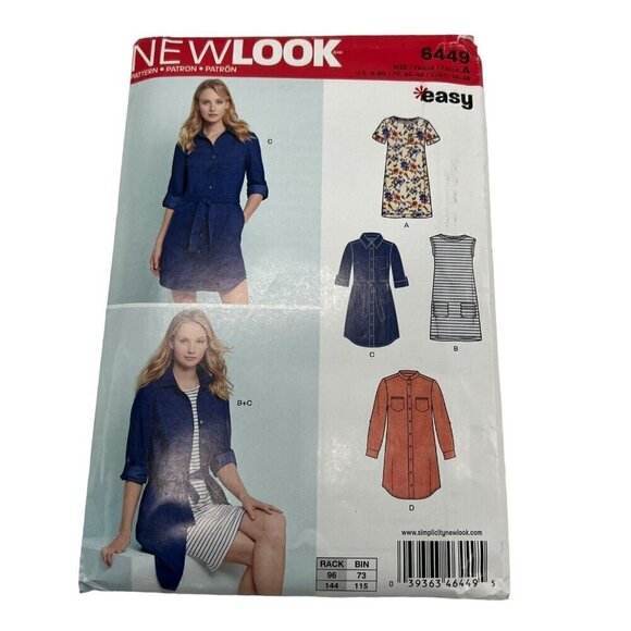 5 NEW LOOK Uncut Patterns Women Shirt Dress Tops Sheath Dress Coat Easy Size A - Picture 4 of 6